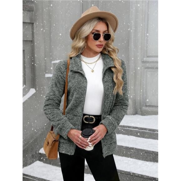 Women's Long Sleeve Full Zip Soft Warm Fleece Jacket - Picture 3 of 7